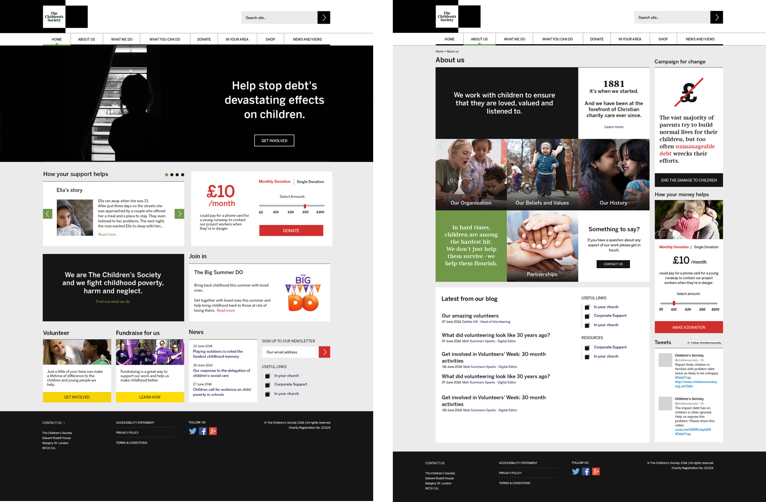 Homepage and landing page design